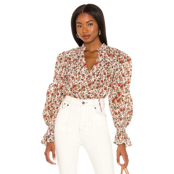 FREE PEOPLE Meant To Be Floral Cotton Blouse Vintage Combo - Medium - Picture 2 of 5